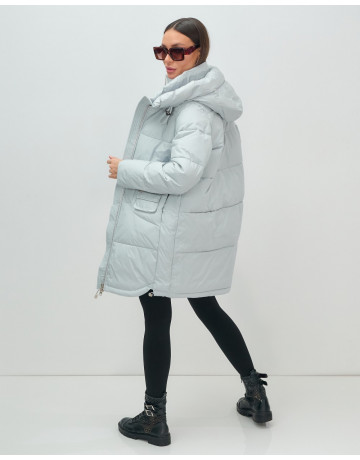 Пуховик женский зимний с капюшоном голубой. в Тюмени