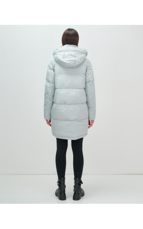 Пуховик женский зимний с капюшоном голубой. в Тюмени