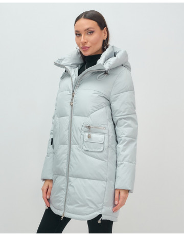 Пуховик женский зимний с капюшоном голубой. в Тюмени