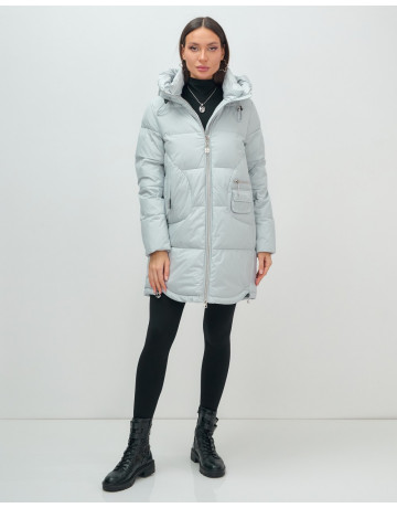 Пуховик женский зимний с капюшоном голубой. в Тюмени