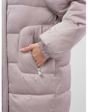 Длинный зимний пуховик с мехом песца.