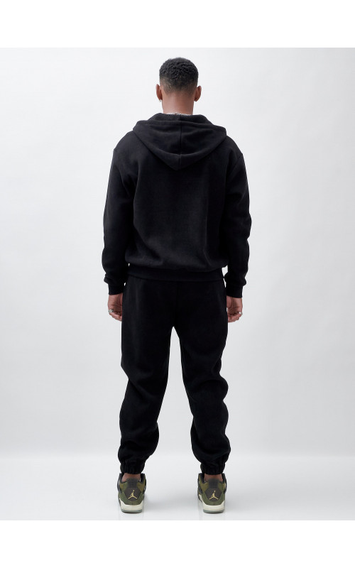 Мужской демисезонный спортивный костюм на флисе, чёрный, для спорта. в Тюмени