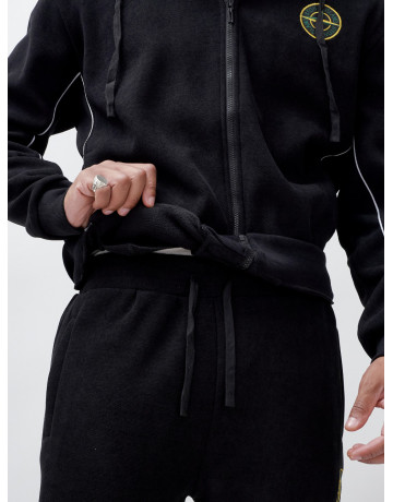 Мужской демисезонный спортивный костюм на флисе, чёрный, для спорта. в Тюмени