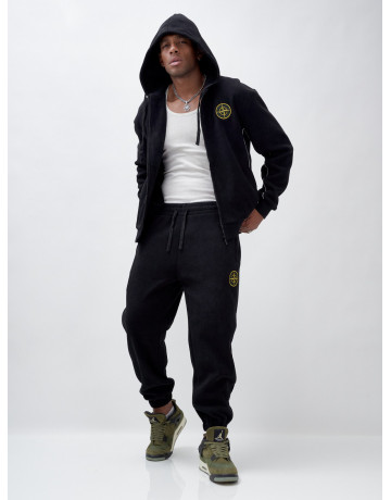 Мужской демисезонный спортивный костюм на флисе, чёрный, для спорта. в Тюмени