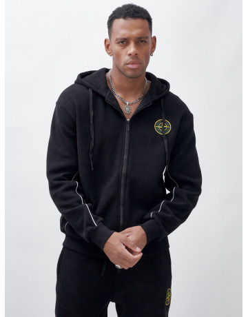 Мужской демисезонный спортивный костюм на флисе, чёрный, для спорта. в Тюмени