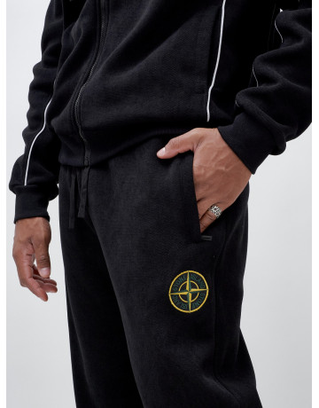 Мужской демисезонный спортивный костюм на флисе, чёрный, для спорта. в Тюмени