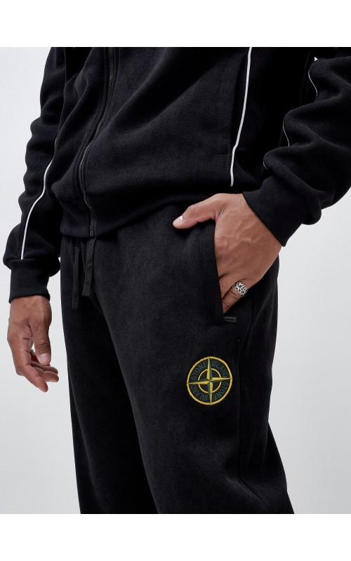 Мужской демисезонный спортивный костюм на флисе, чёрный, для спорта. в Тюмени