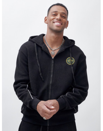 Мужской демисезонный спортивный костюм на флисе, чёрный, для спорта. в Тюмени