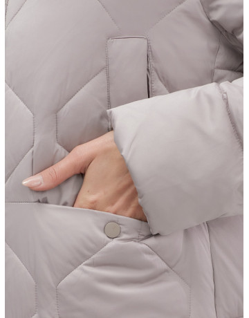 Длинный зимний пуховик с мехом песца.