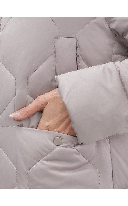 Длинный зимний пуховик с мехом песца.