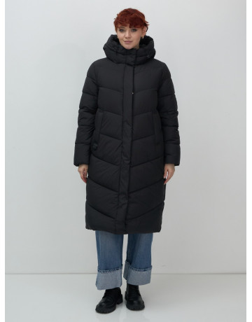 Длинный женский пуховик с капюшоном для зимы