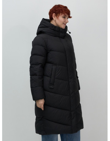 Длинный женский пуховик с капюшоном для зимы