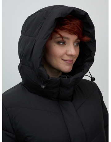 Длинный женский пуховик с капюшоном для зимы