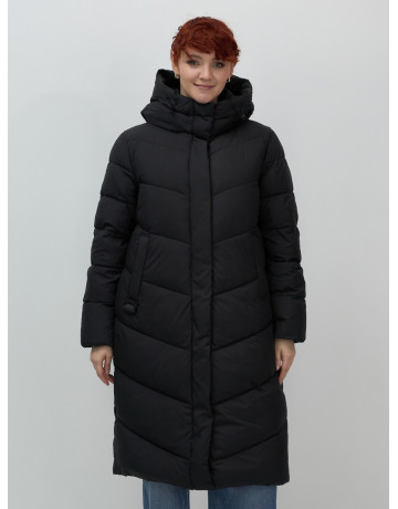 Длинный женский пуховик с капюшоном для зимы