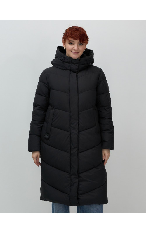 Длинный женский пуховик с капюшоном для зимы