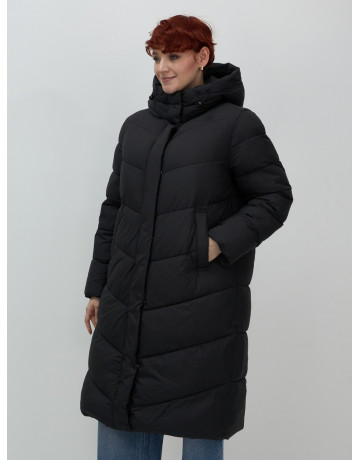Длинный женский пуховик с капюшоном для зимы