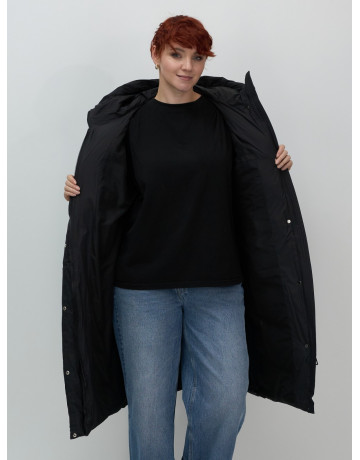 Длинный женский пуховик с капюшоном для зимы