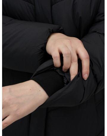 Длинный женский пуховик с капюшоном для зимы