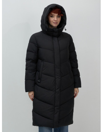 Длинный женский пуховик с капюшоном для зимы