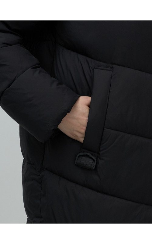 Длинный женский пуховик с капюшоном для зимы