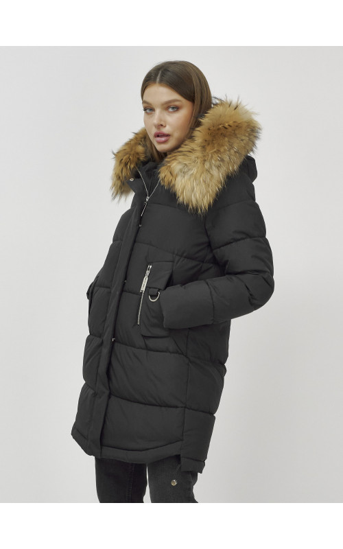 Женская зимняя куртка премиум-класса с мехом енота.