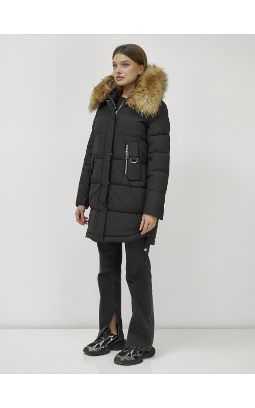 Женская зимняя куртка премиум-класса с мехом енота.