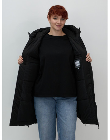 Длинный зимний пуховик для женщин больших размеров.