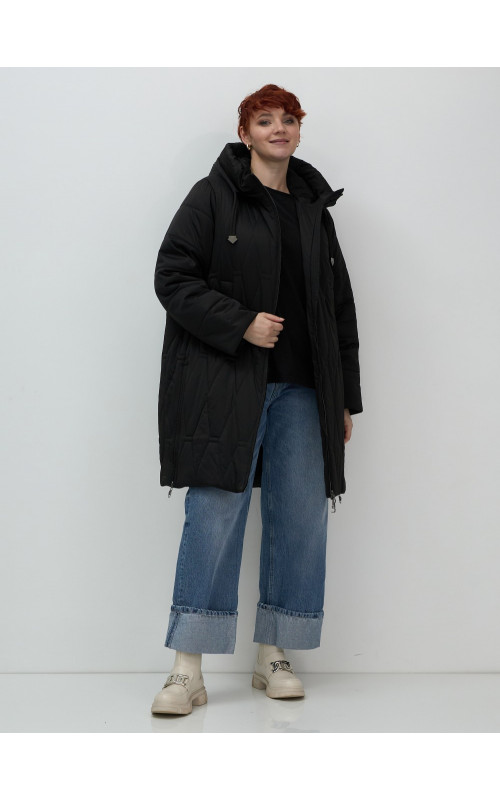 Длинный зимний пуховик для женщин больших размеров.