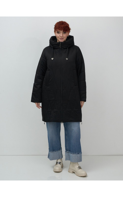 Длинный зимний пуховик для женщин больших размеров.
