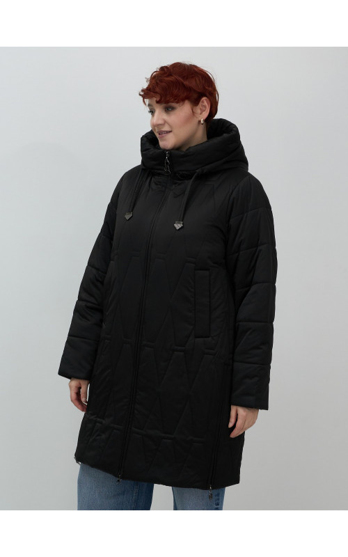 Длинный зимний пуховик для женщин больших размеров.