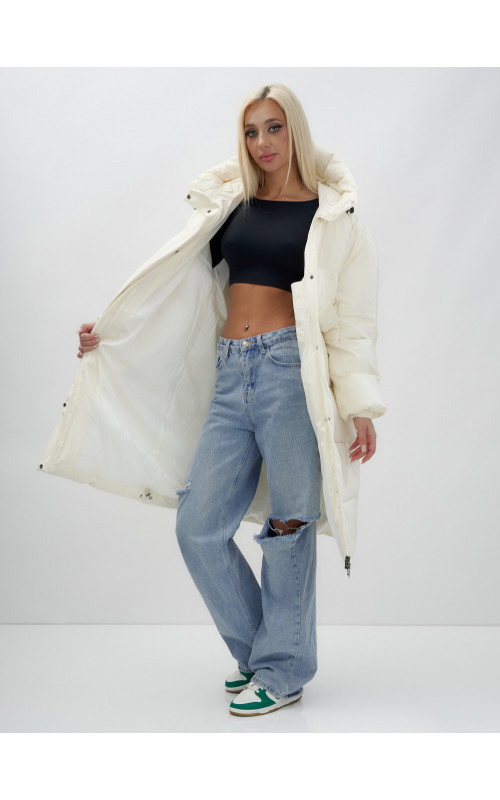 Женская куртка летучая мышь с капюшоном, утеплённая