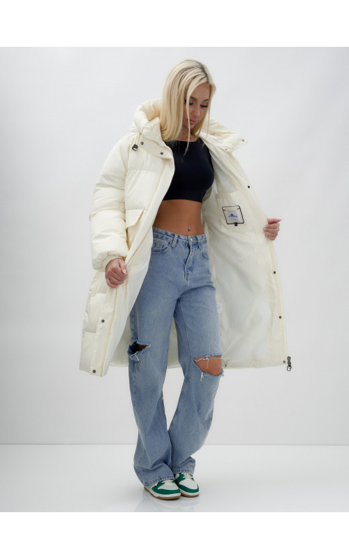 Женская куртка летучая мышь с капюшоном, утеплённая