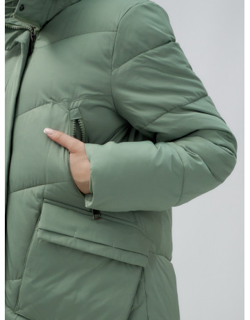 Длинный женский пуховик с капюшоном