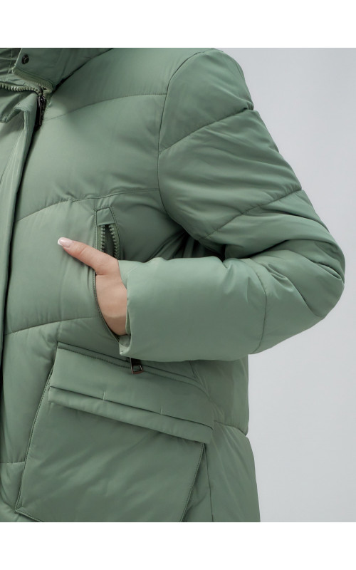 Длинный женский пуховик с капюшоном