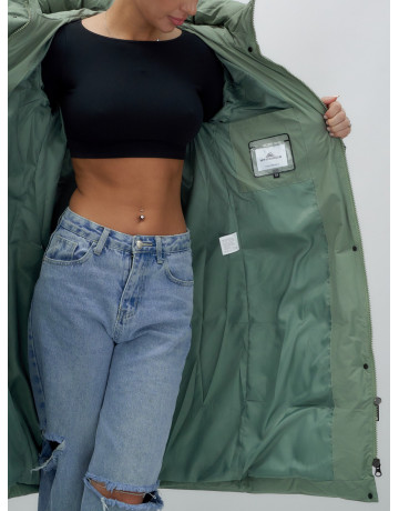 Длинный женский пуховик с капюшоном