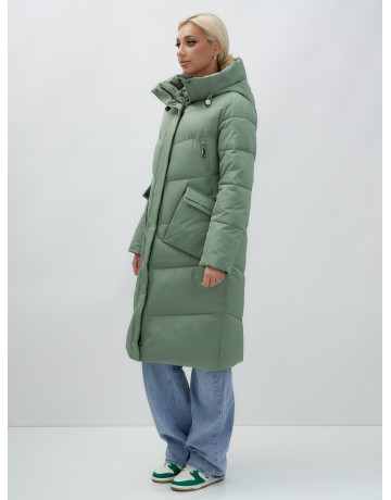 Длинный женский пуховик с капюшоном