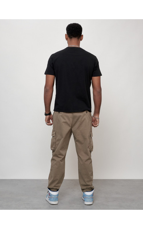 Мужские брюки карго с накладными карманами, бежевые