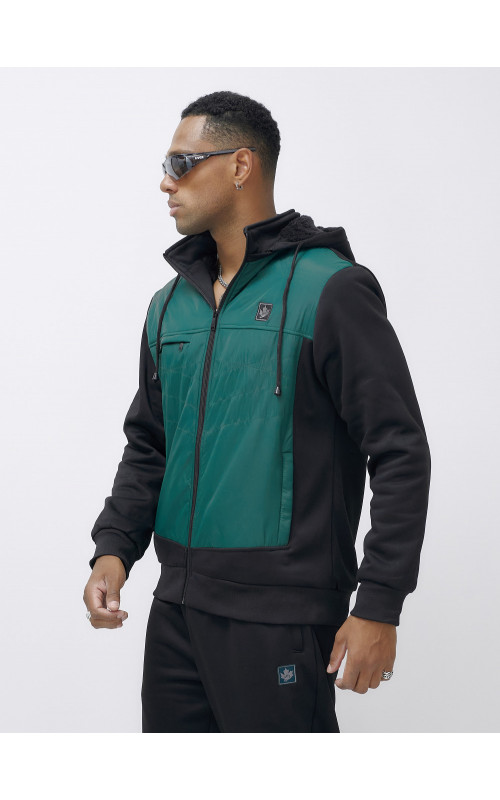 Мужской зимний спортивный костюм с начёсом, зелёный, для активного отдыха в Тюмени