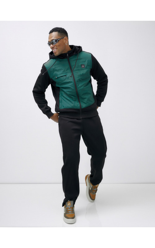 Мужской зимний спортивный костюм с начёсом, зелёный, для активного отдыха в Тюмени