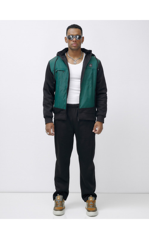 Мужской зимний спортивный костюм с начёсом, зелёный, для активного отдыха в Тюмени