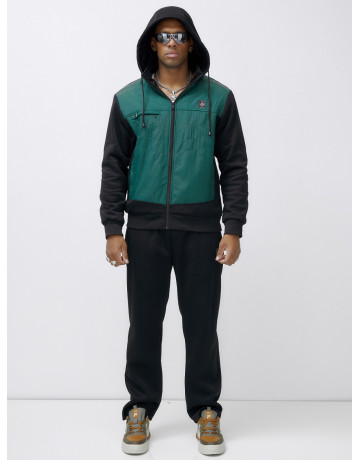 Мужской зимний спортивный костюм с начёсом, зелёный, для активного отдыха в Тюмени