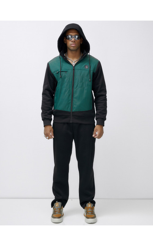 Мужской зимний спортивный костюм с начёсом, зелёный, для активного отдыха в Тюмени