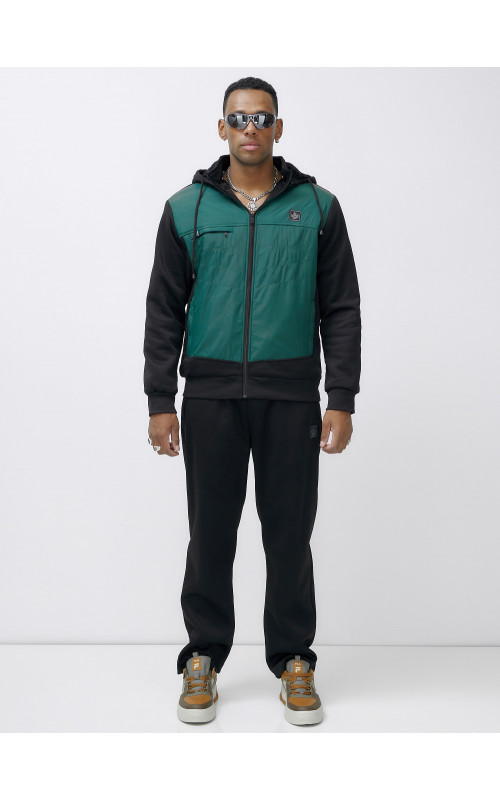 Мужской зимний спортивный костюм с начёсом, зелёный, для активного отдыха в Тюмени