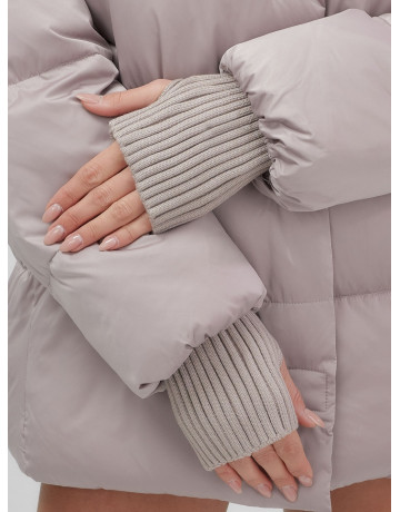 Пуховик с мехом песца, зима 2025, для женщин