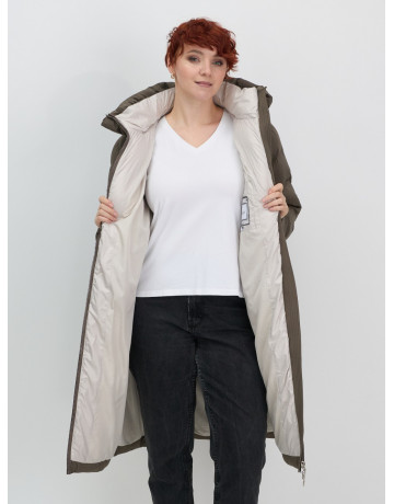 Длинный пуховик для женщин с капюшоном.