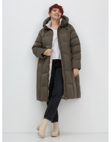 Длинный пуховик для женщин с капюшоном.