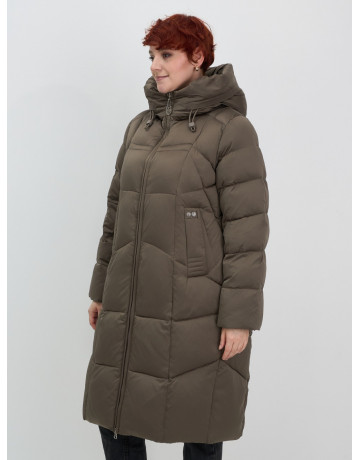 Длинный пуховик для женщин с капюшоном.