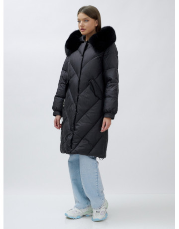 Тёплый женский пуховик с мехом песца