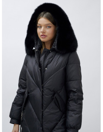 Тёплый женский пуховик с мехом песца