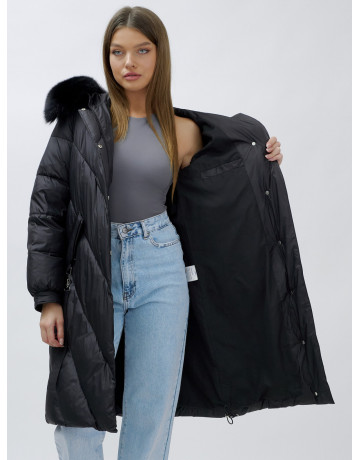 Тёплый женский пуховик с мехом песца